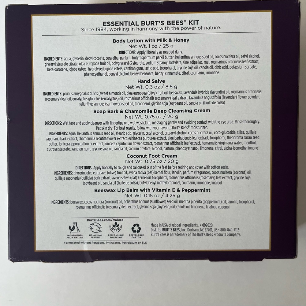 Essential Burt's Bees Kit 5 pc. NWOT - Picture 2 of 6